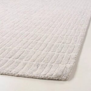 Ivory Textured Geometric Hand-Tufted Rug