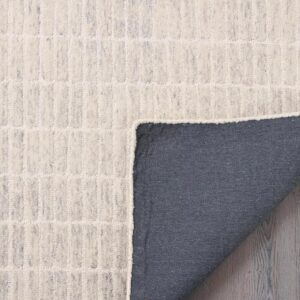 Ivory Textured Grid Handwoven Wool Rug