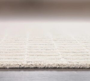 Ivory Textured Geometric Hand-Tufted Rug