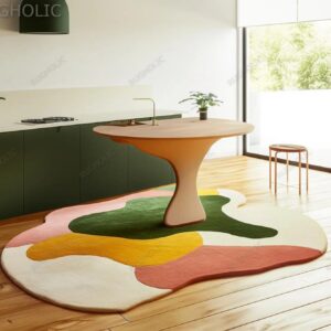Modern Organic Shape Multicolor Abstract Hand Tufted Rug