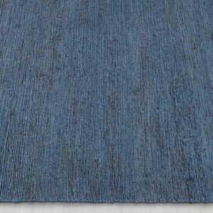 Handwoven Blue Jute Rug with Minimal Flatweave Texture