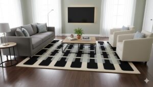 Modern Geometric Black Grey Grid Hand Tufted Rug