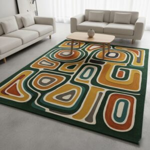 Retro Abstract Geometric Multicolor Hand Tufted Rug