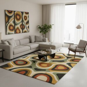 Retro Organic Pebble Abstract Multicolor Hand Tufted Rug