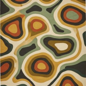 Retro Organic Pebble Abstract Multicolor Hand Tufted Rug