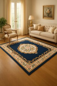 Classic Black Floral Medallion Hand Tufted Rug