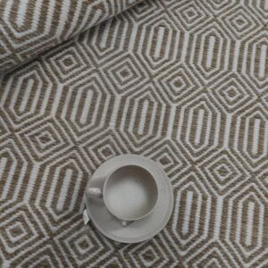 Modern Geometric Textured Flatweave Rug in Neutral Beige & Ivory