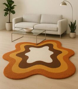 Abstract Wavy Organic Shape Multitone Hand Tufted Rug