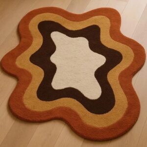 Abstract Wavy Organic Shape Multitone Hand Tufted Rug