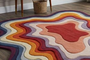 Rainbow Contour Abstract Wavy Hand Tufted Rug