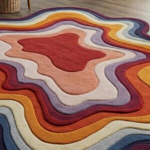 Rainbow Contour Abstract Wavy Hand Tufted Rug