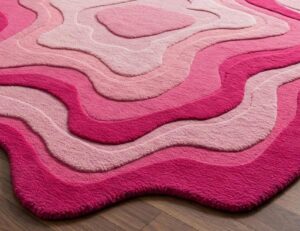 Blush Pink Layered Wave Abstract Hand Tufted Rug