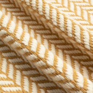 Handwoven Chevron Pattern Rug with Tassels in Ivory & Mustard