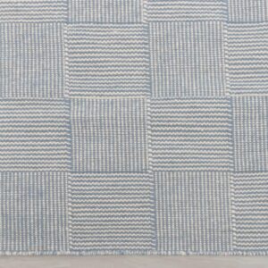 Contemporary Checkered Flatweave Rug in Soft Blue & Ivory
