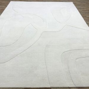 Minimal Ivory Abstract Line Hand Tufted Rug