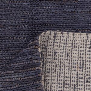 Handcrafted Braided Black Jute Rug with Textured Weave