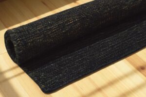 Handwoven Chunky Black Jute Rug with Thick Textured Weave