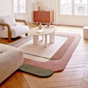 Modern Layered Frame Abstract Multitone Hand Tufted Rug