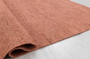 Handwoven Rust Brown Jute Rug with Textured Flatweave Finish