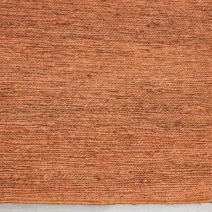 Handwoven Burnt Orange Jute Rug with Minimal Textured Weave
