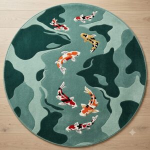 Serenity Koi Pond Round Rug