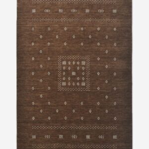 Hand Knotted Brown Wool Area Rug – Modern Geometric Handmade Rug