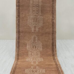 Handwoven Wool Runner Rug, Brown Tribal Runner, Vintage Style Hallway Rug, Moroccan Inspired Runner, Handmade Entryway Carpet, Custom Size Runner