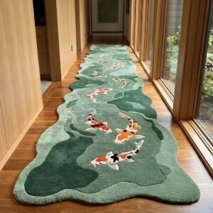 Koi Pond Tufted Rug – Handmade Abstract Fish Area Rug
